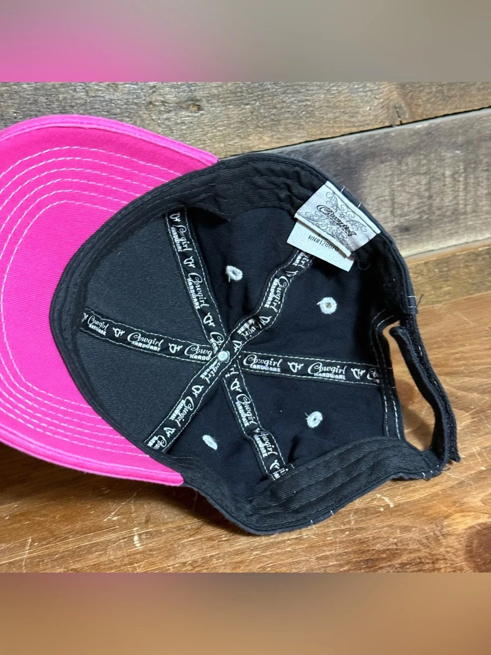 Kids Pink Brim Striped Horse Patch Baseball Cap